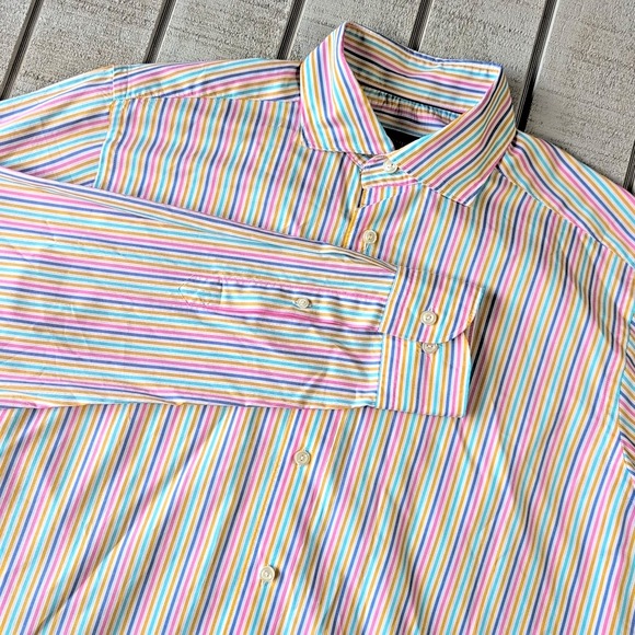 Etón Other - Eton Dress Shirt Mens Large 16 41 Multicolor Striped 100% Cotton Button Down L/S